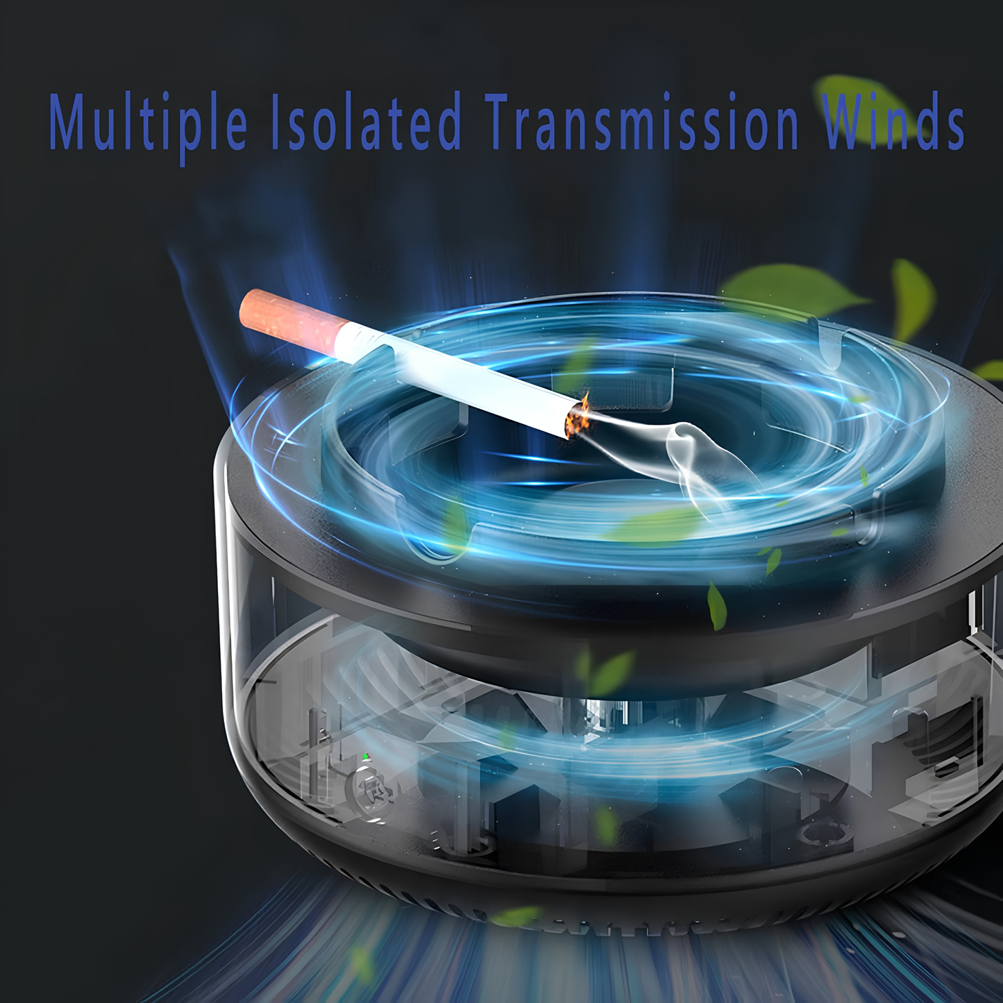 2 in 1 Multifunctional Indoor Smokeless Ashtray, 360 °Surround Suction Intelligent Air Purifier Ashtray, Indoor Household Car Intelligent Ashtray ((Grey)