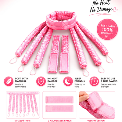 Heatless Hair Curler Silk New Upgradeed No Heat Curling Rode Headband for Long Hair Soft Hair Curls with Removeable & Adjustable To Sleep In Hair Curls
