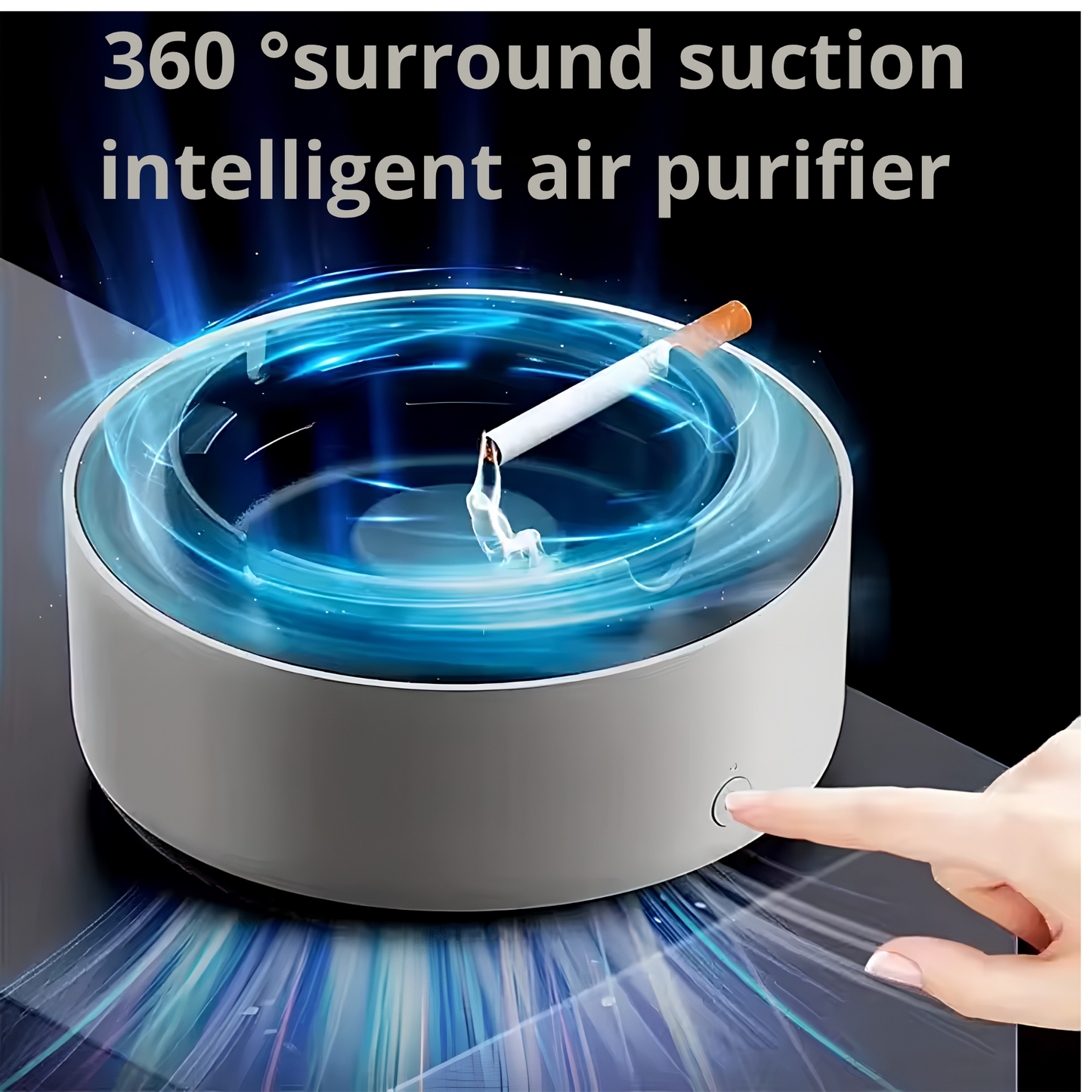 2 in 1 Multifunctional Indoor Smokeless Ashtray, 360 °Surround Suction Intelligent Air Purifier Ashtray, Indoor Household Car Intelligent Ashtray ((Grey)