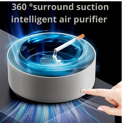 2 in 1 Multifunctional Indoor Smokeless Ashtray, 360 °Surround Suction Intelligent Air Purifier Ashtray, Indoor Household Car Intelligent Ashtray ((Grey)